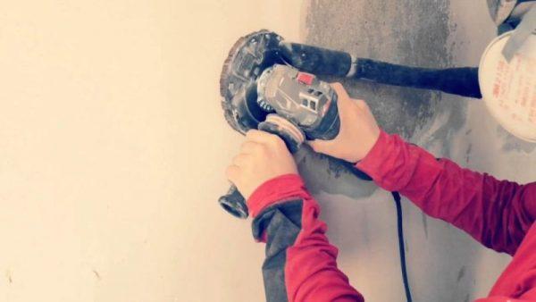 Удаление шпаклевки болгаркой