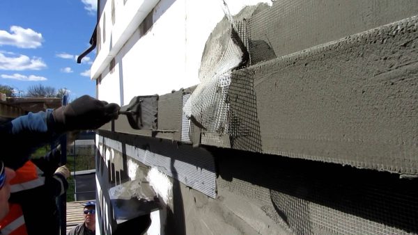 Штукатурка теплого фасада с армированием