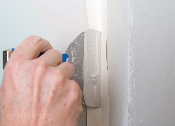Обработка швов гипсокартона Заделка швов