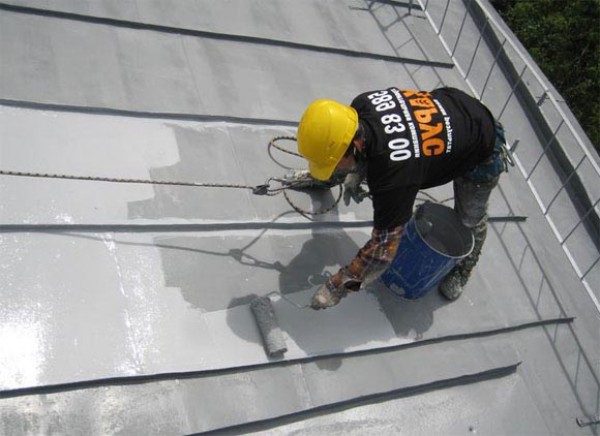 Окраска оцинкованной крыши должна выполняться со страховкой Окраска оцинкованной крыши должна выполняться со страховкой